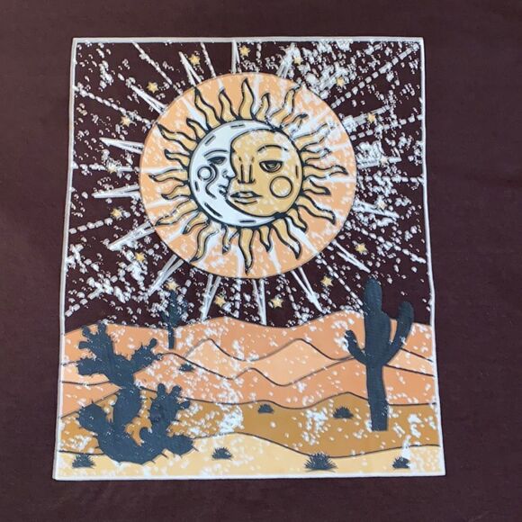 Shein Curve Desert Sun Moon Brown Tee Shirt Size 1XL - Picture 1 of 8